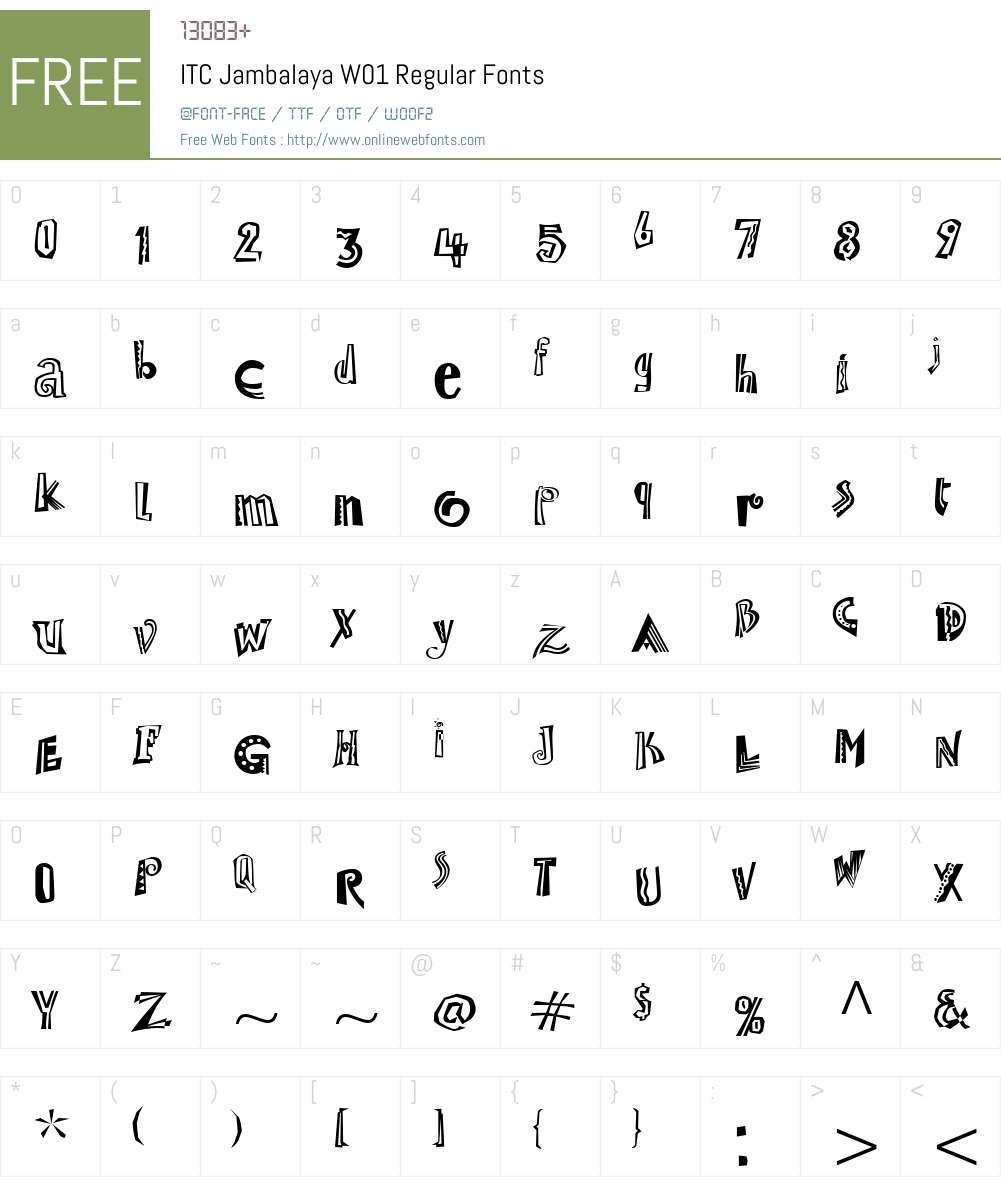 ITCJambalayaW01-Regular Font Screenshots