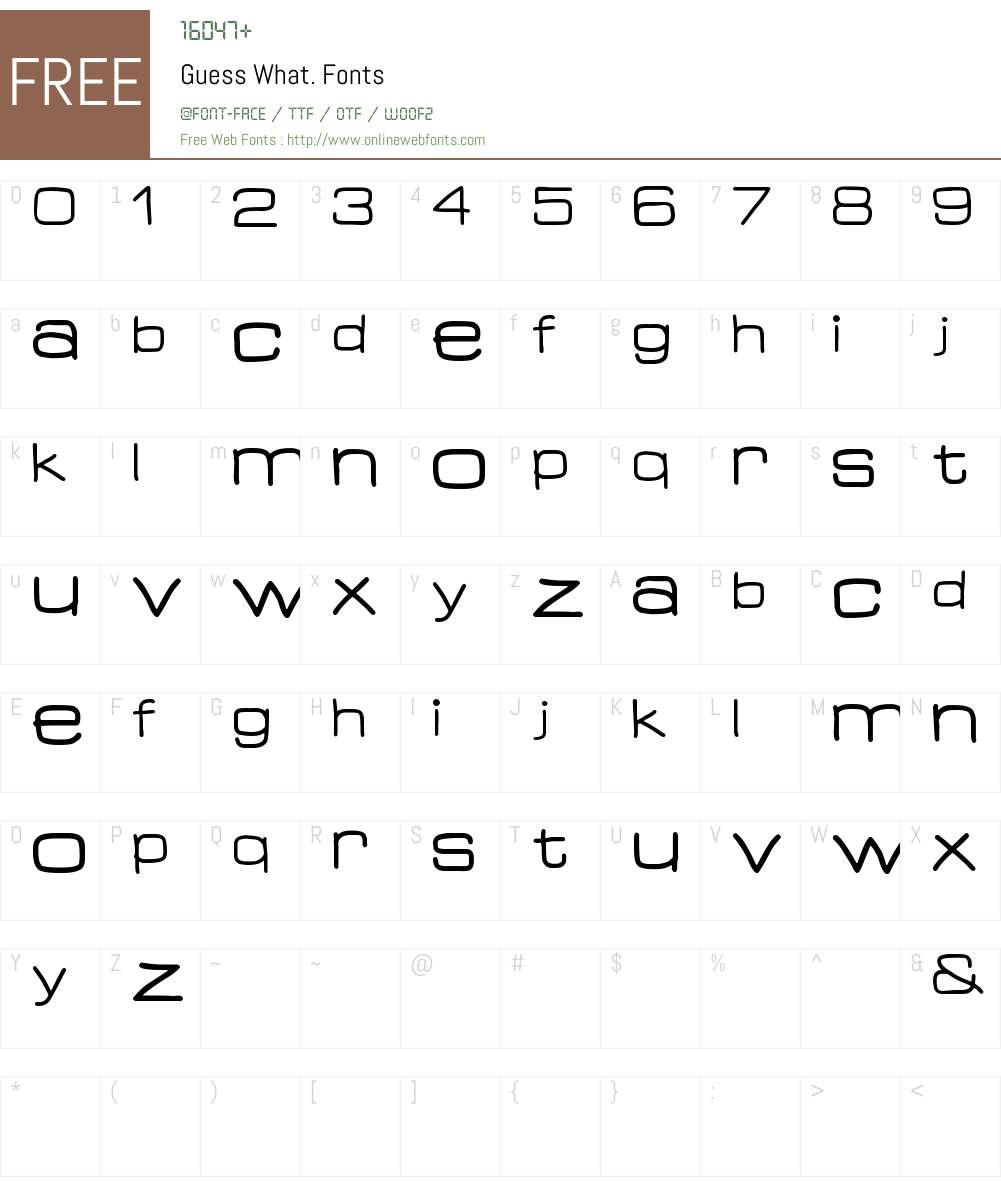 Guess What. Font Screenshots
