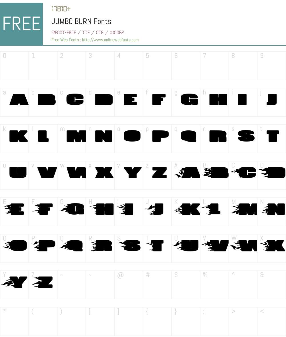 JUMBO BURN Font Screenshots