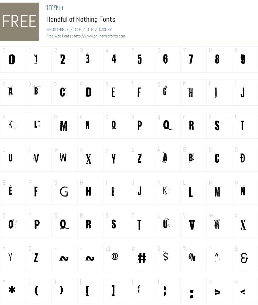 Handful of Nothing Font Screenshots