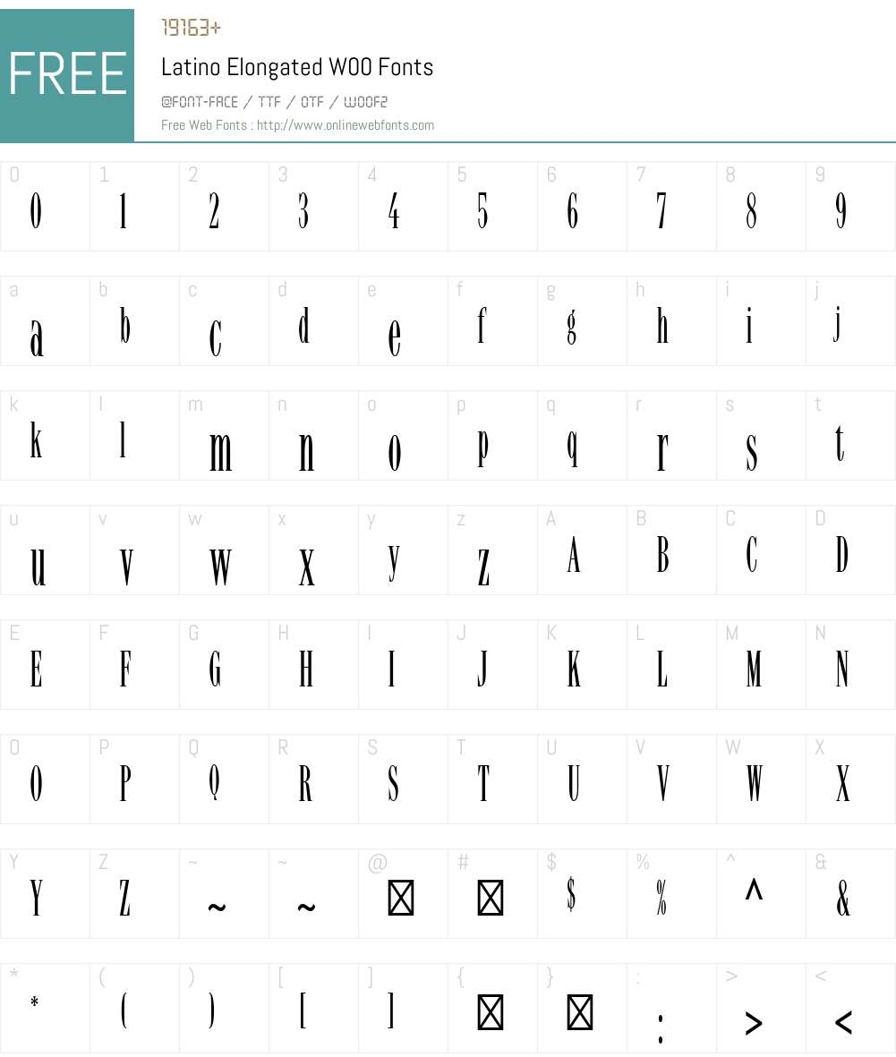 LatinoElongatedW00 Font Screenshots