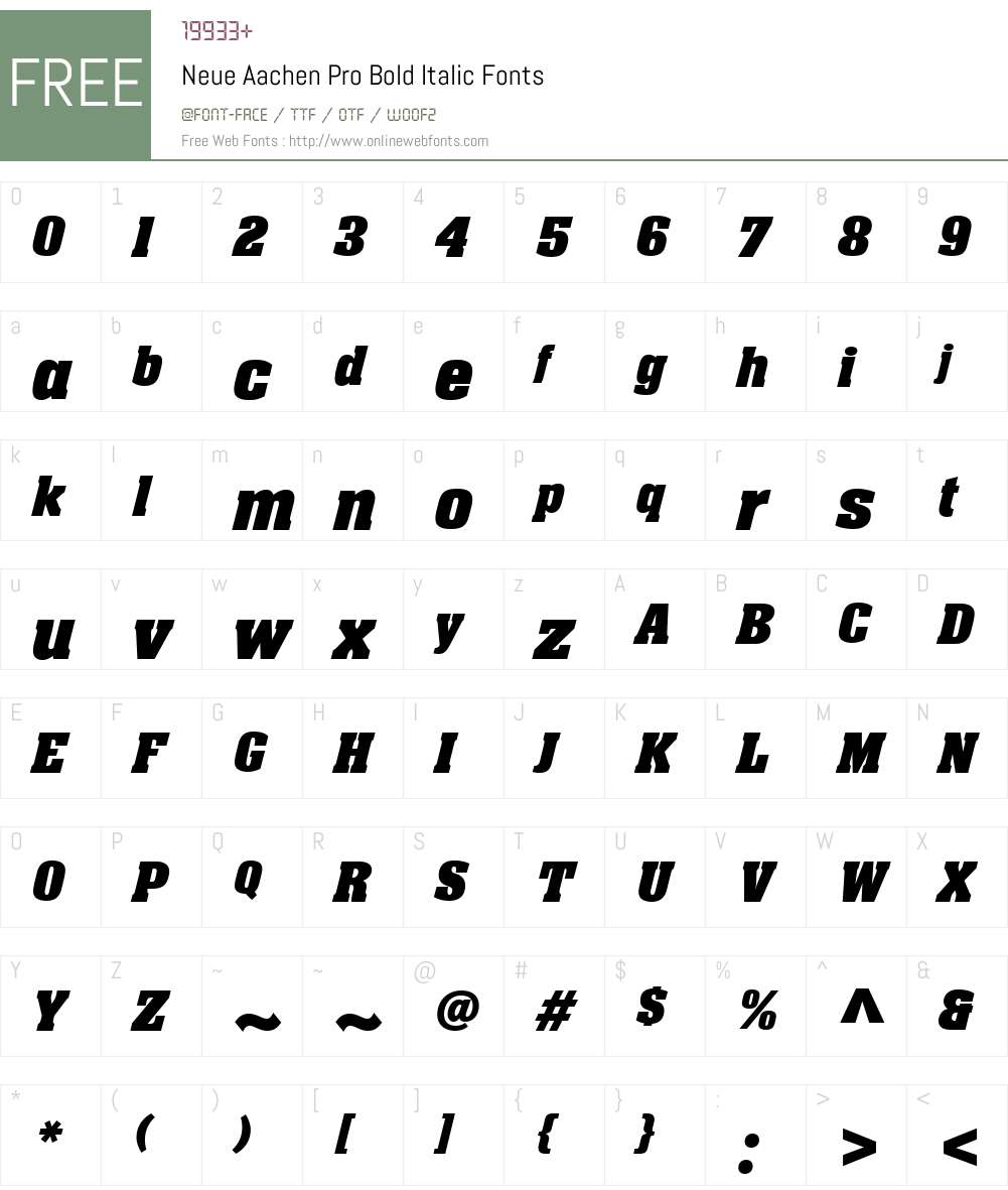 Neue Aachen Pro Bold Italic 1.00 Fonts Free Download