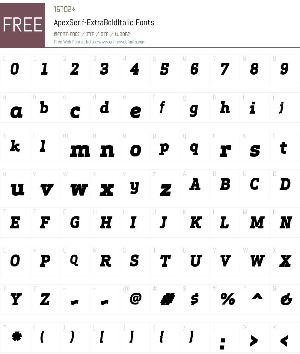 Apex Serif Extra Bold Italic Font Screenshots