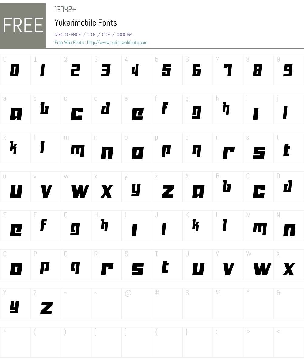 Yukarimobile Font Screenshots
