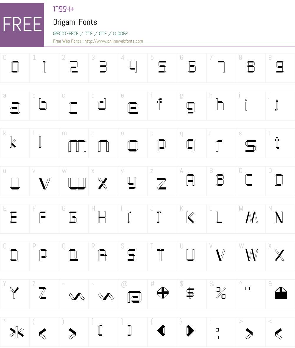 Origami Font Screenshots