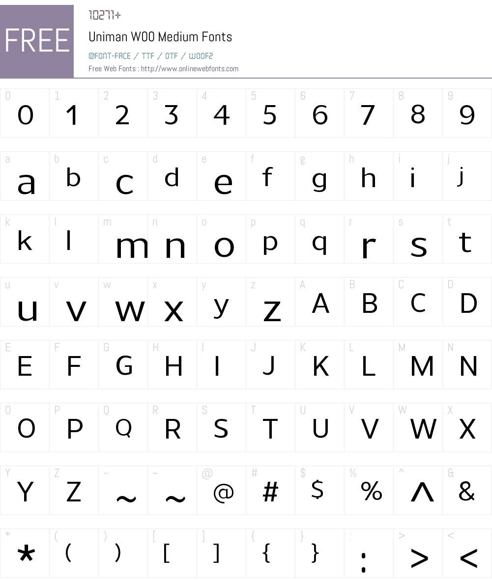 UnimanW00-Medium Font Screenshots