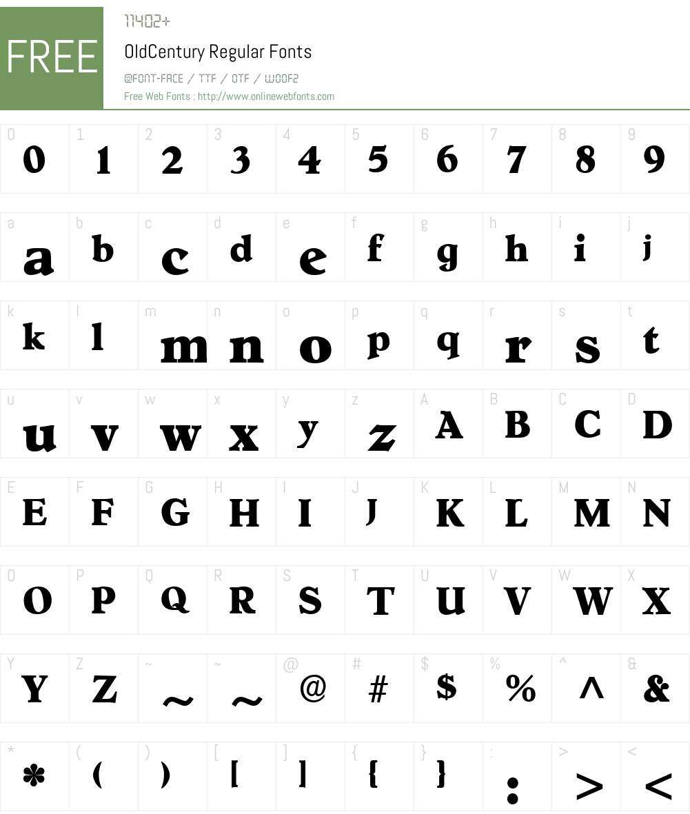OldCentury Font Screenshots