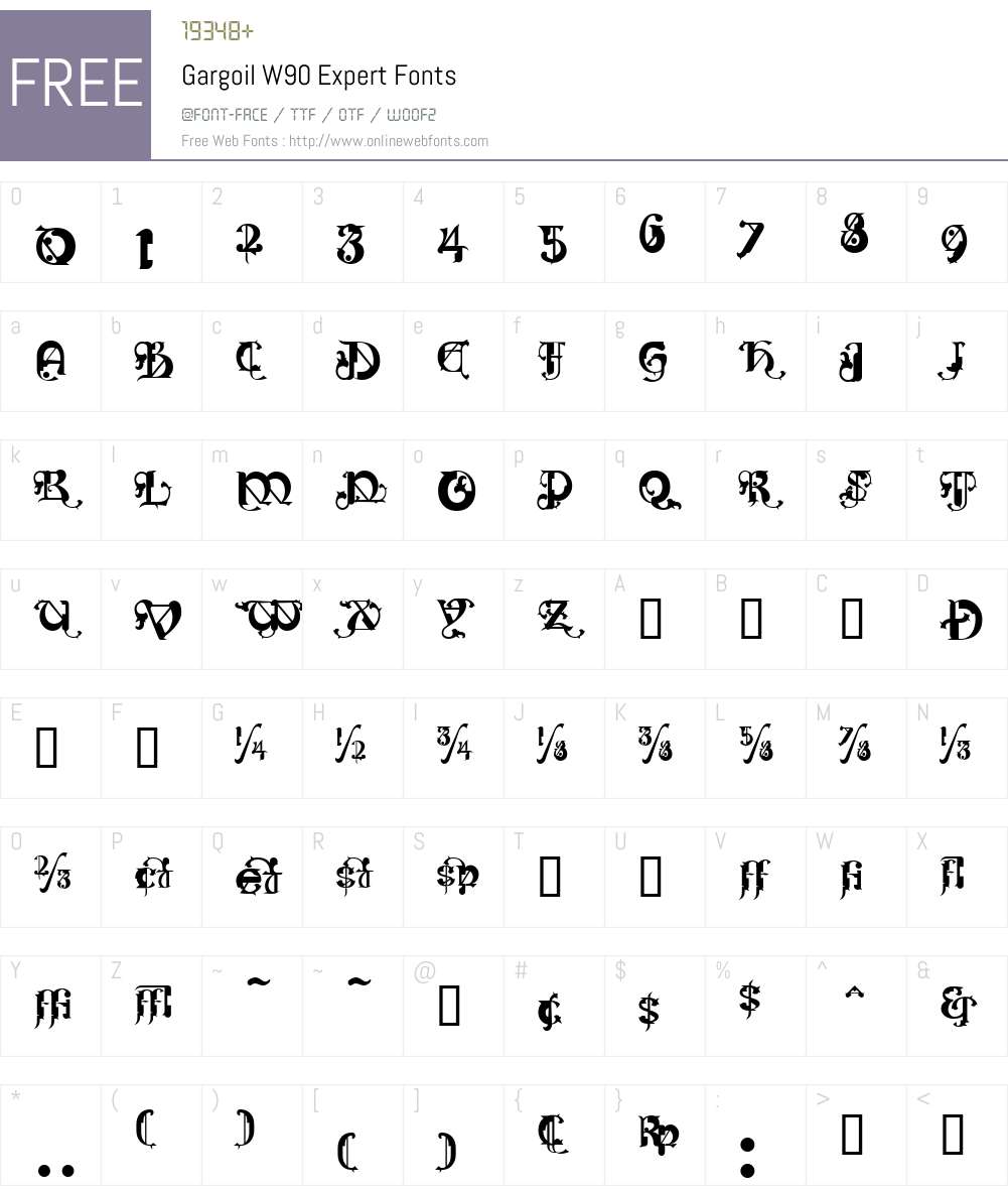 GargoilW90-Expert Font Screenshots
