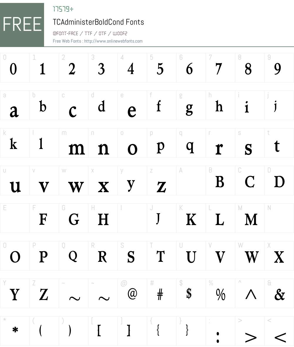 TCAdministerBoldCond Font Screenshots