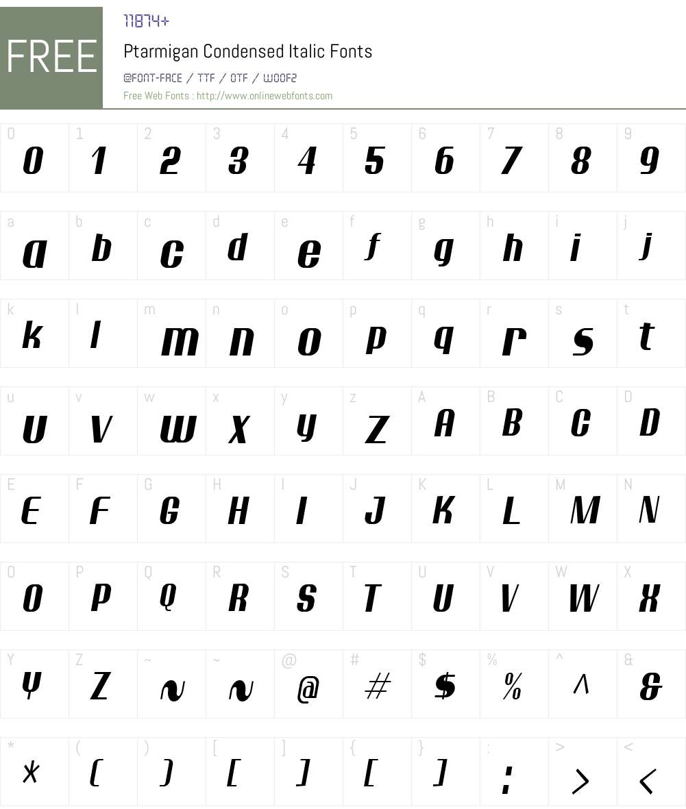 Ptarmigan Condensed Font Screenshots