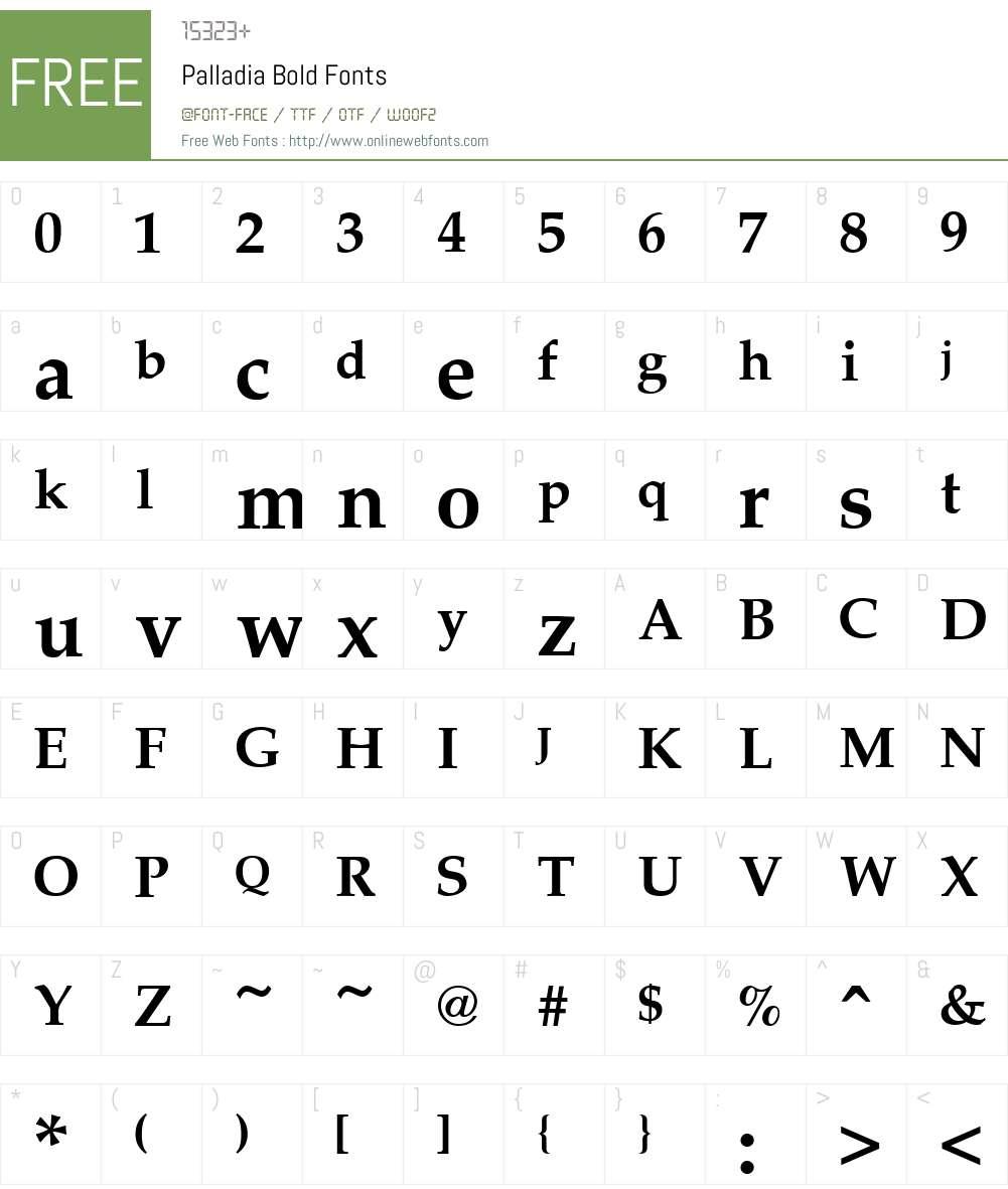 Palladia Font Screenshots