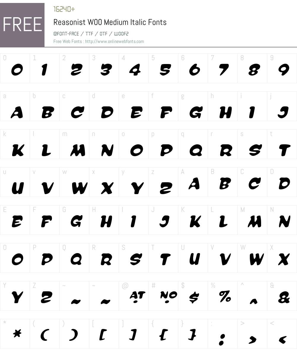 ReasonistW00-MediumItalic Font Screenshots