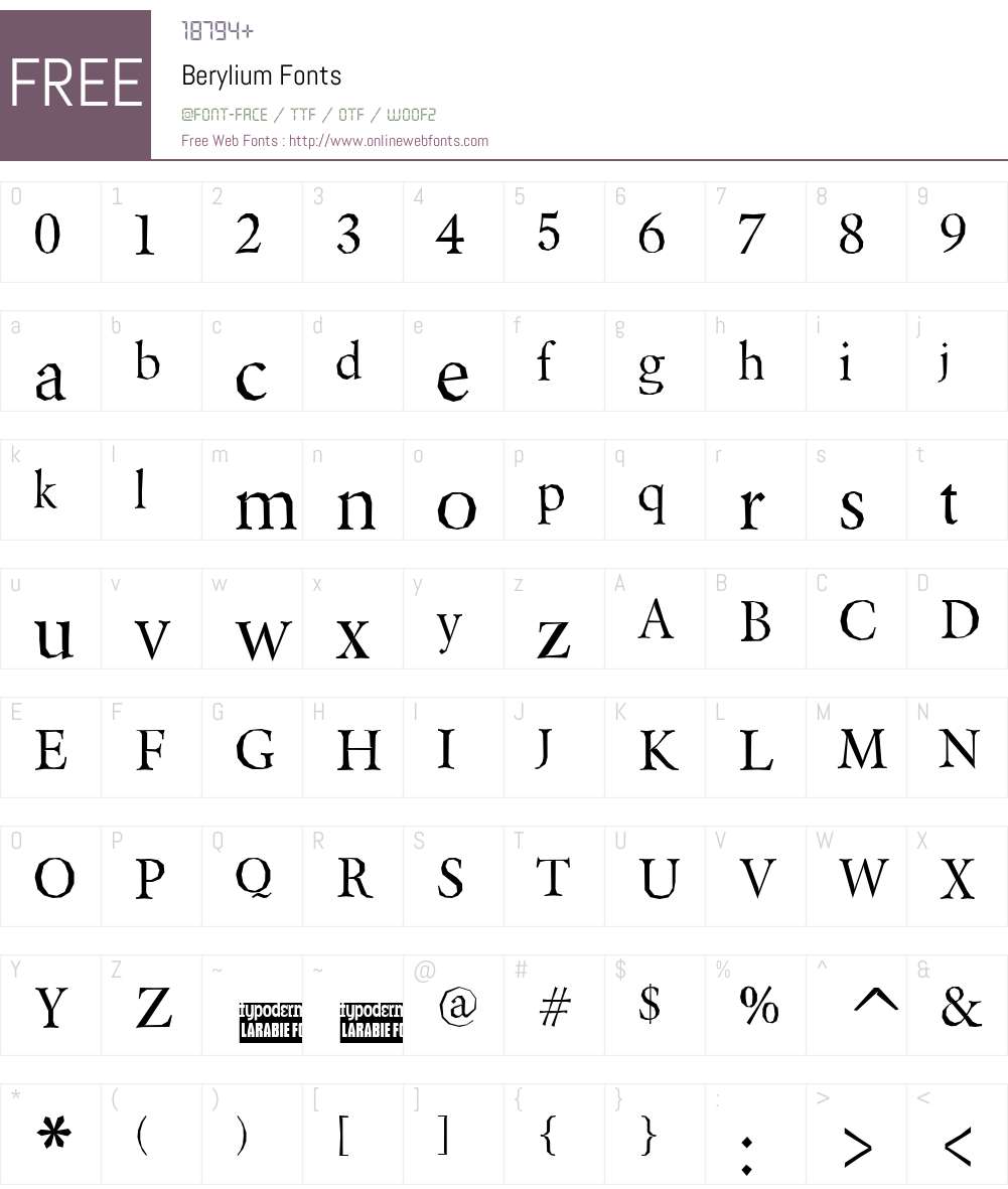 Berylium Font Screenshots