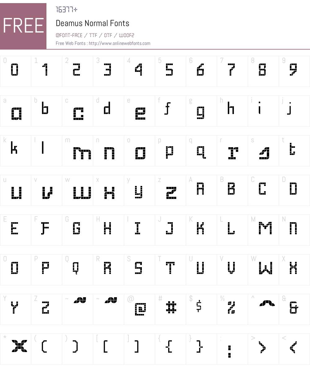 Deamus Font Screenshots