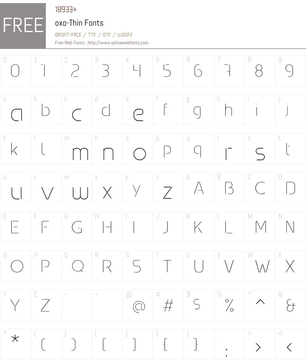 oxo-Thin Font Screenshots