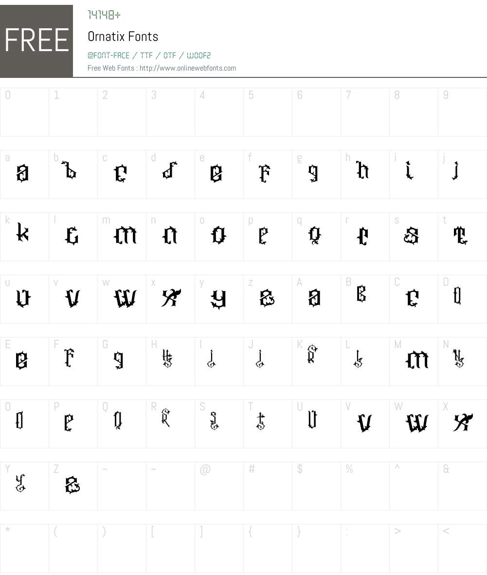 Ornatix Font Screenshots