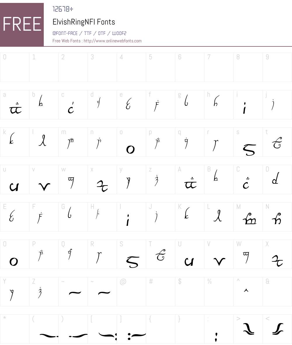 Elvish Ring NFI Font Screenshots