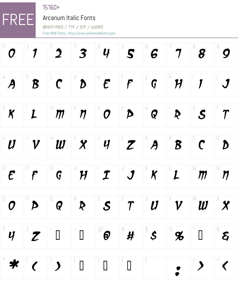 Arcanum Font Screenshots