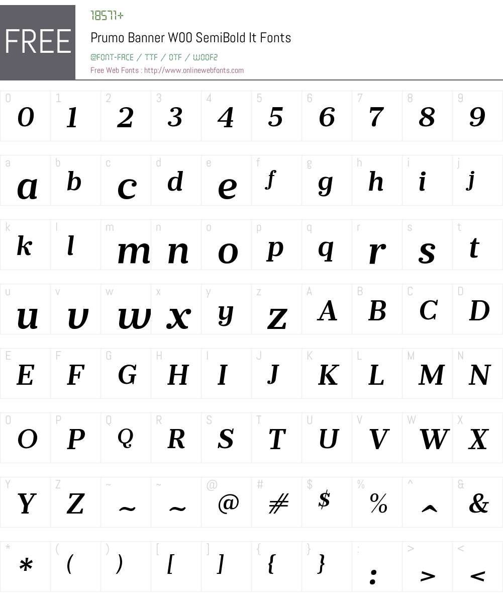 PrumoBannerW00-SemiBoldIt Font Screenshots