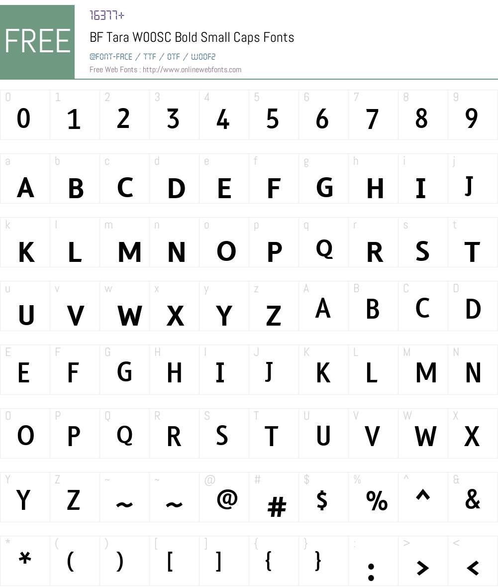 BFTaraW00SC-BoldSmallCaps Font Screenshots