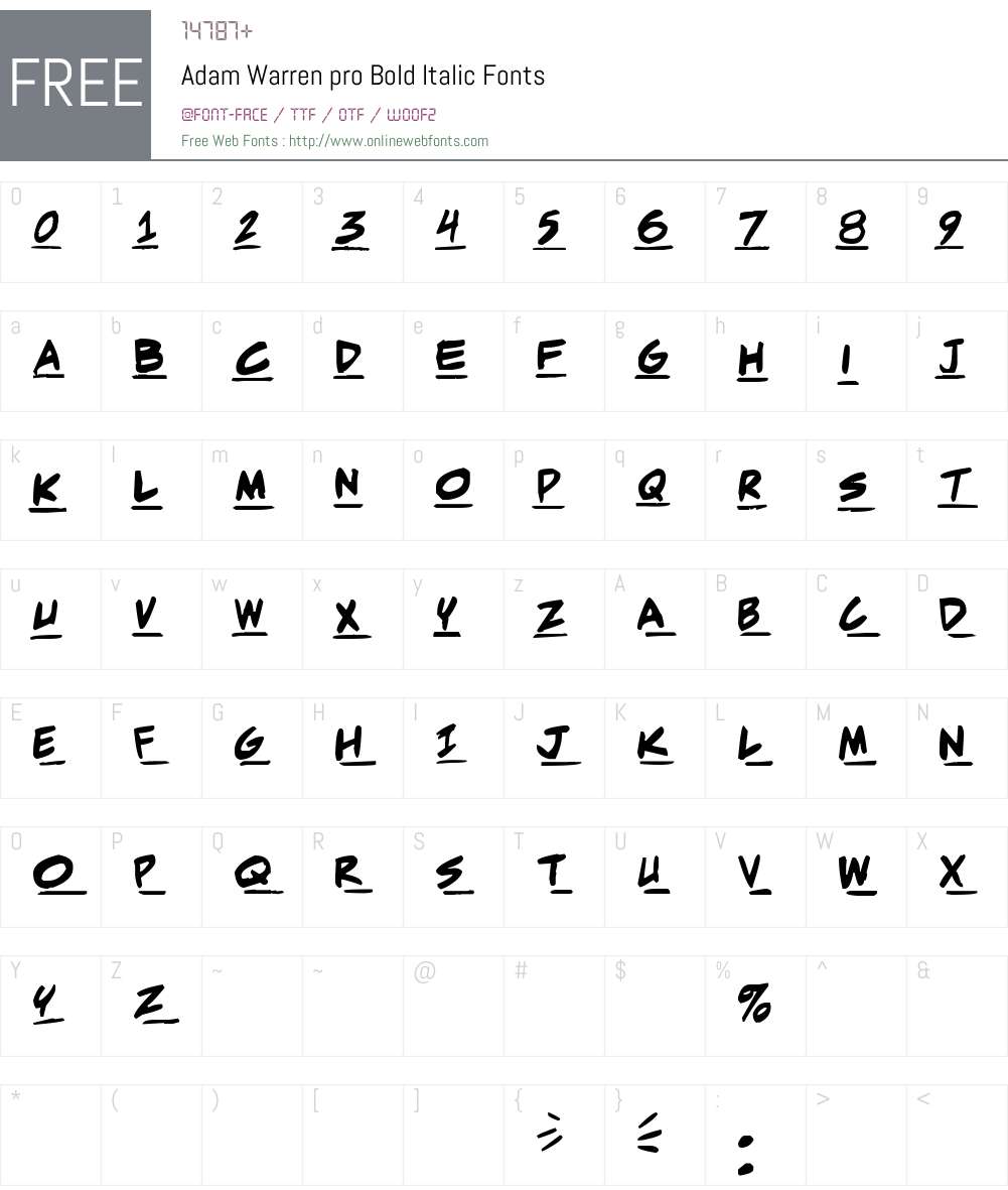 Adam Warren pro Font Screenshots