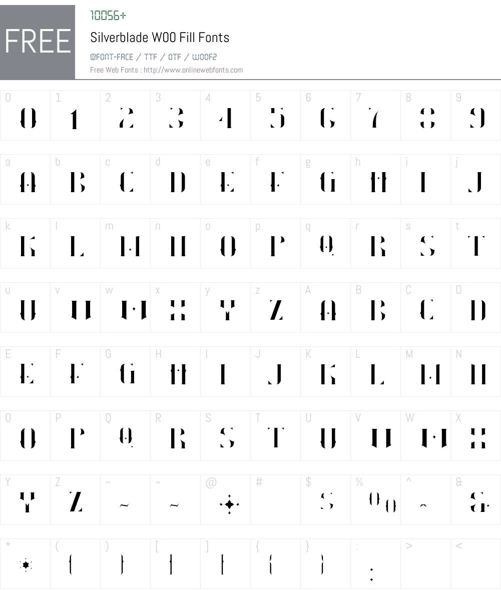 SilverbladeW00-Fill Font Screenshots