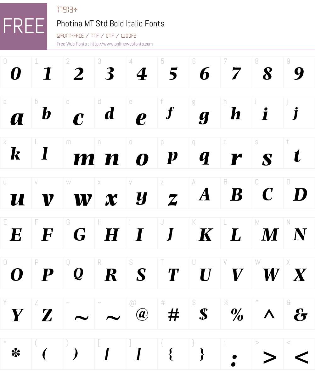 Photina MT Std Font Screenshots