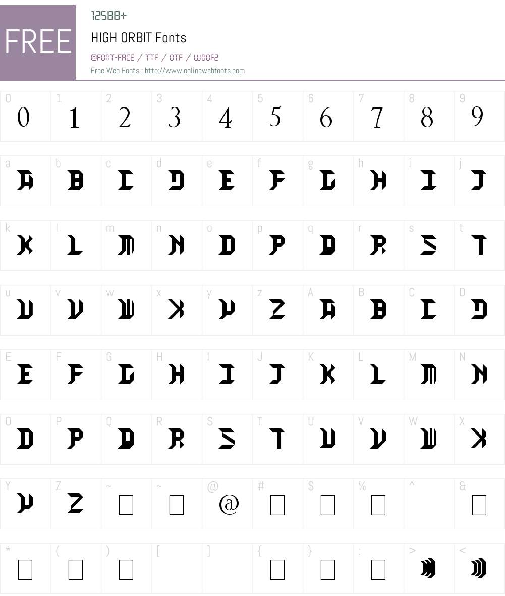HIGH ORBIT Font Screenshots