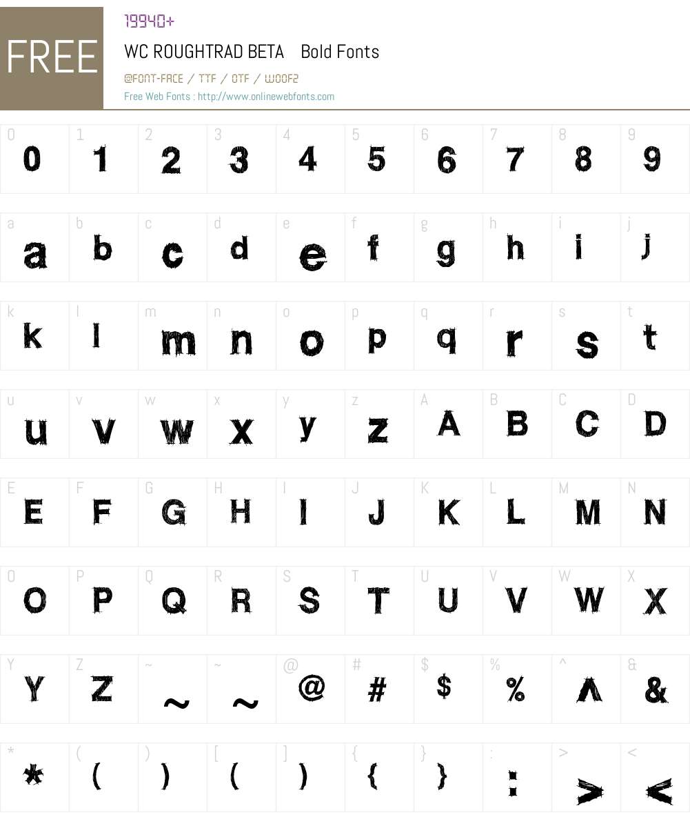 WC ROUGHTRAD BETA Font Screenshots