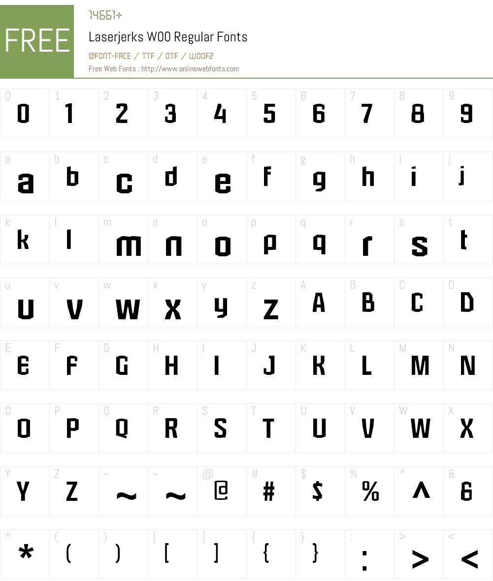 LaserjerksW00-Regular Font Screenshots