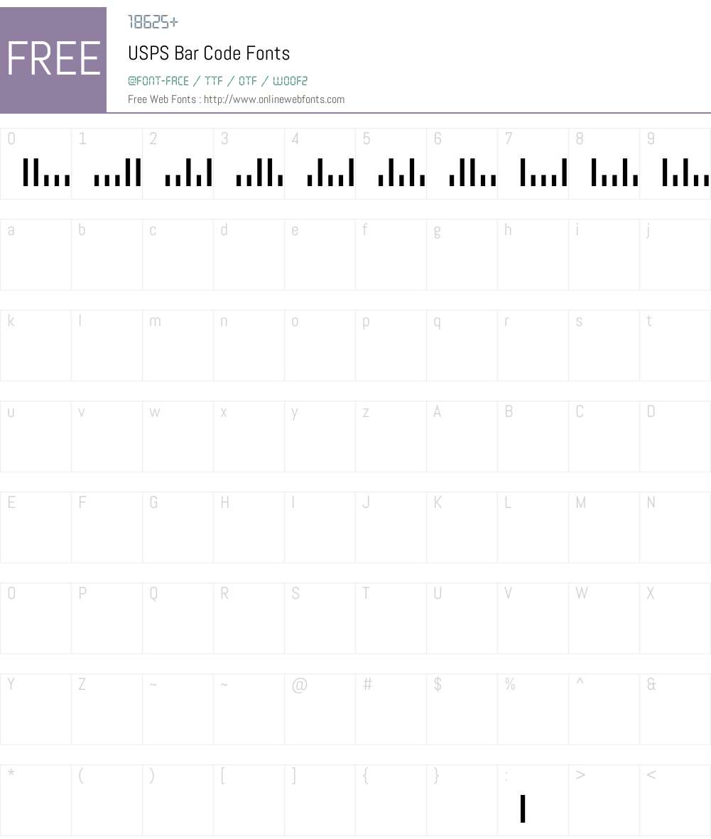USPS Bar Code Font Screenshots