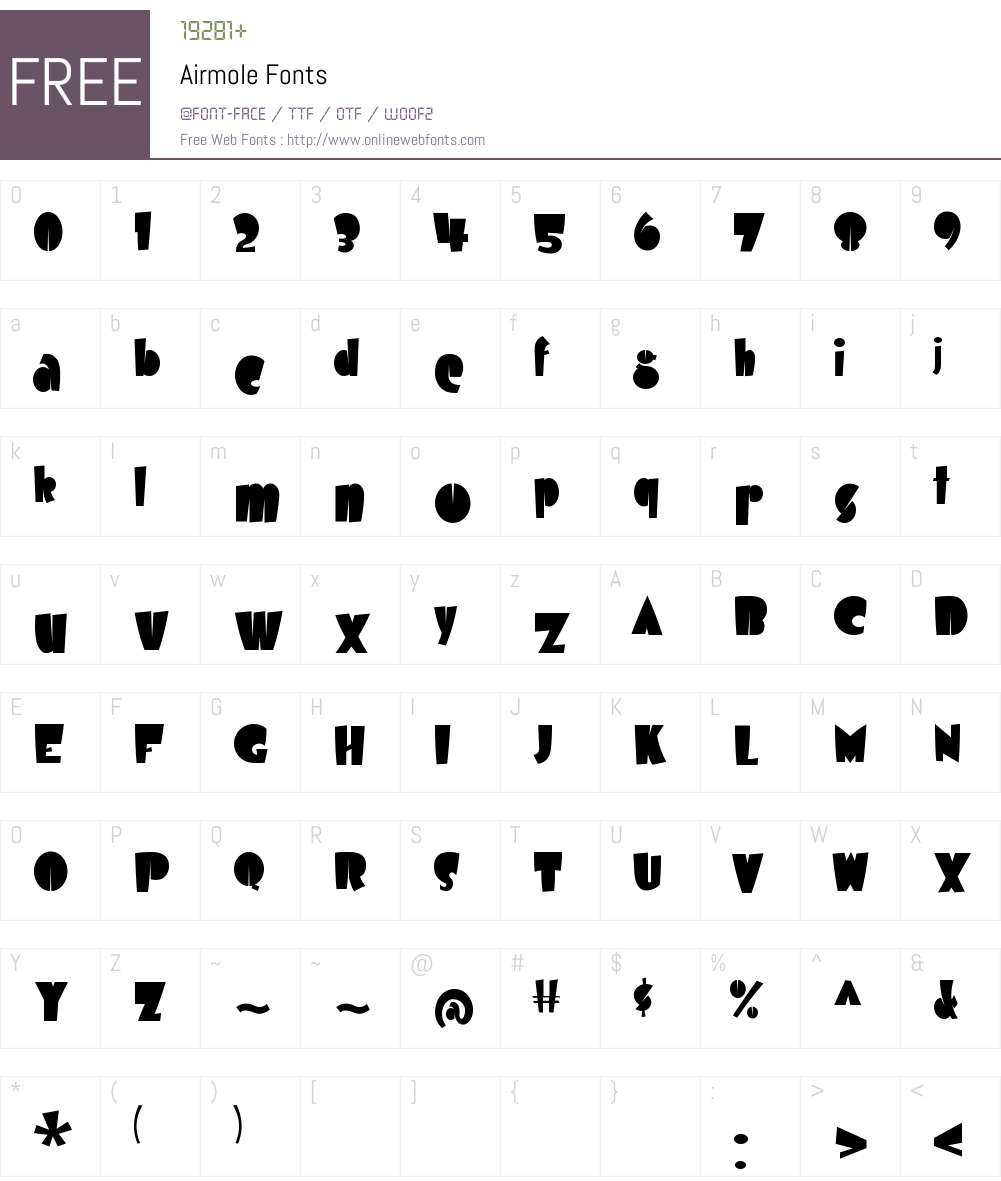 Airmole Font Screenshots