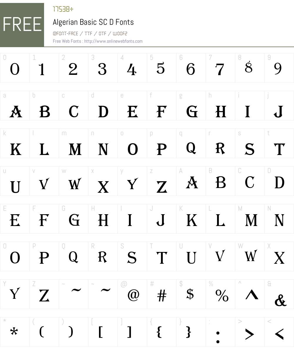 Algerian Basic SC D Font Screenshots