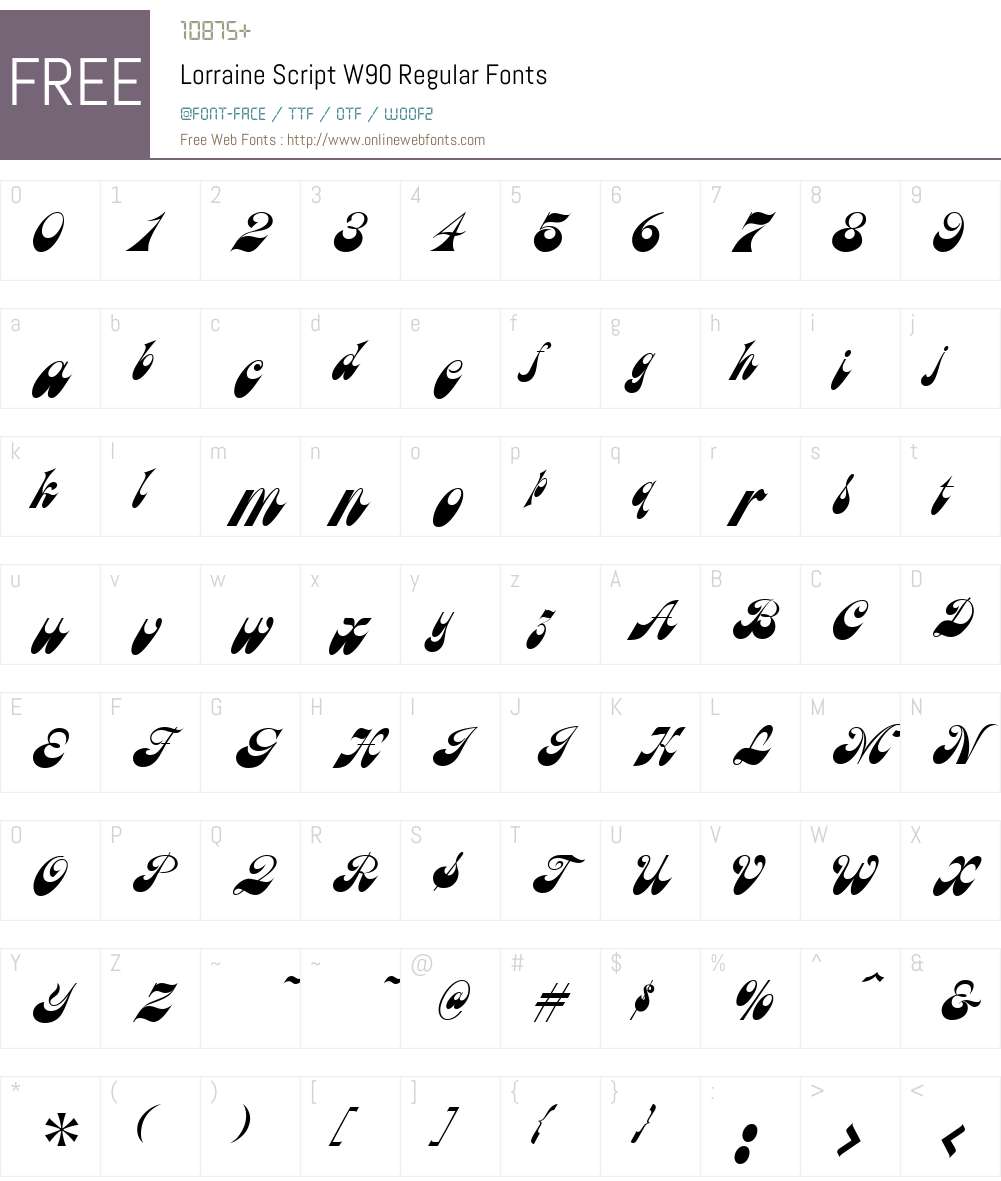 LorraineScriptW90-Regular Font Screenshots