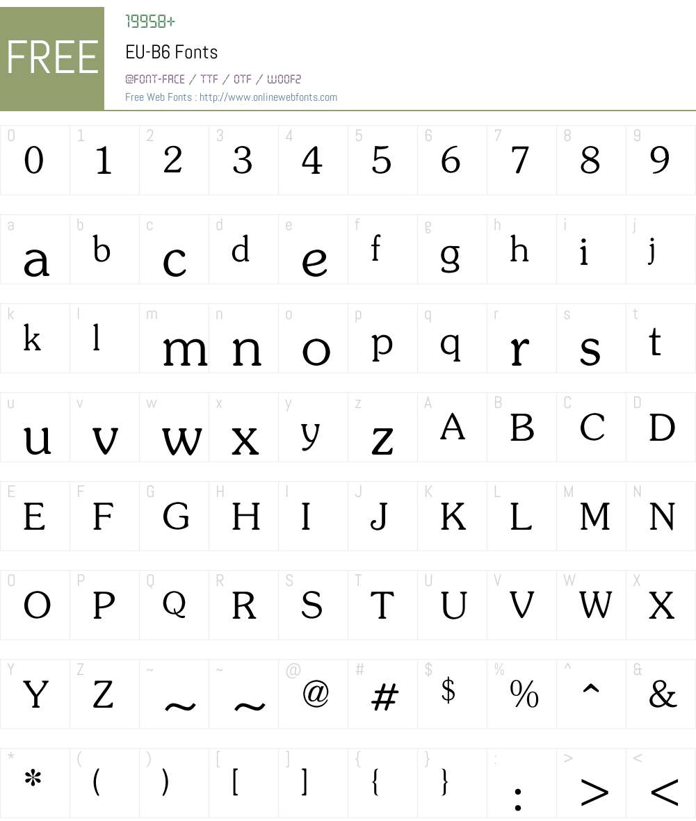 EU-B6 Font Screenshots