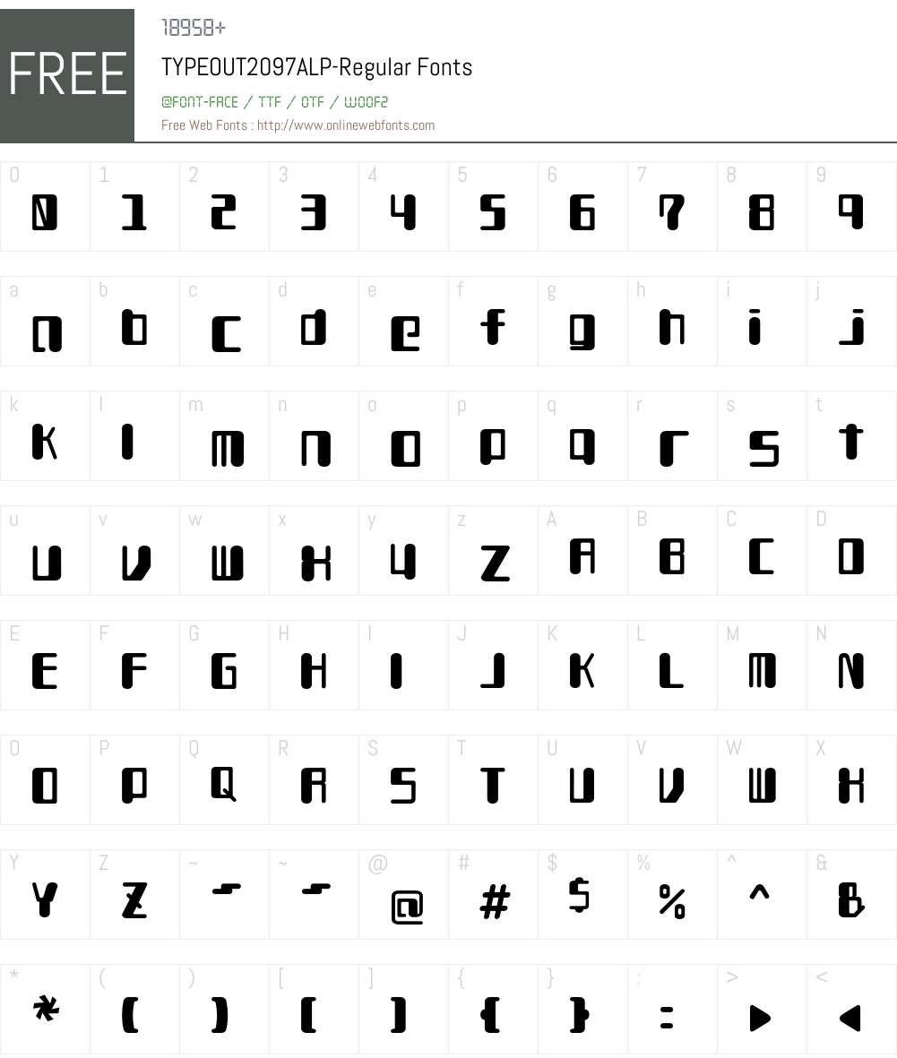 TYPEOUT2097ALP Font Screenshots