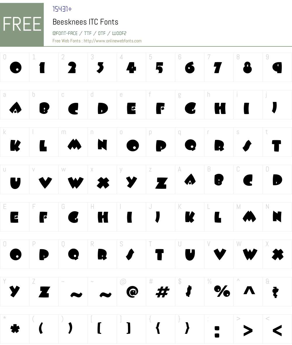 Beesknees ITC Font Screenshots