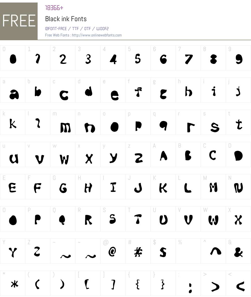 Black ink Font Screenshots