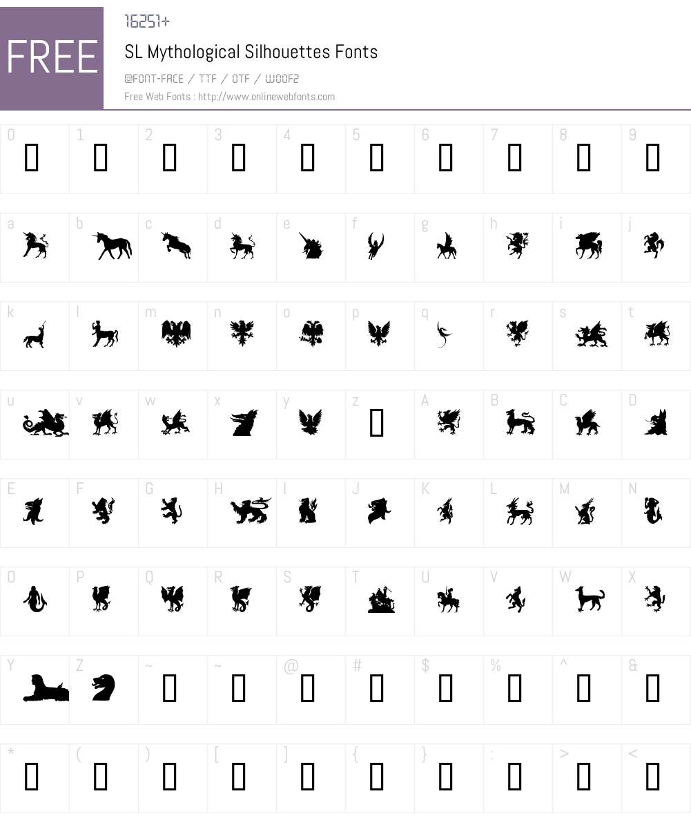 SL Mythological Silhouettes Font Screenshots