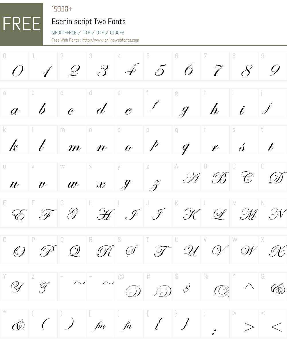Esenin script Two 1.000 2005 initial release Fonts Free Download ...