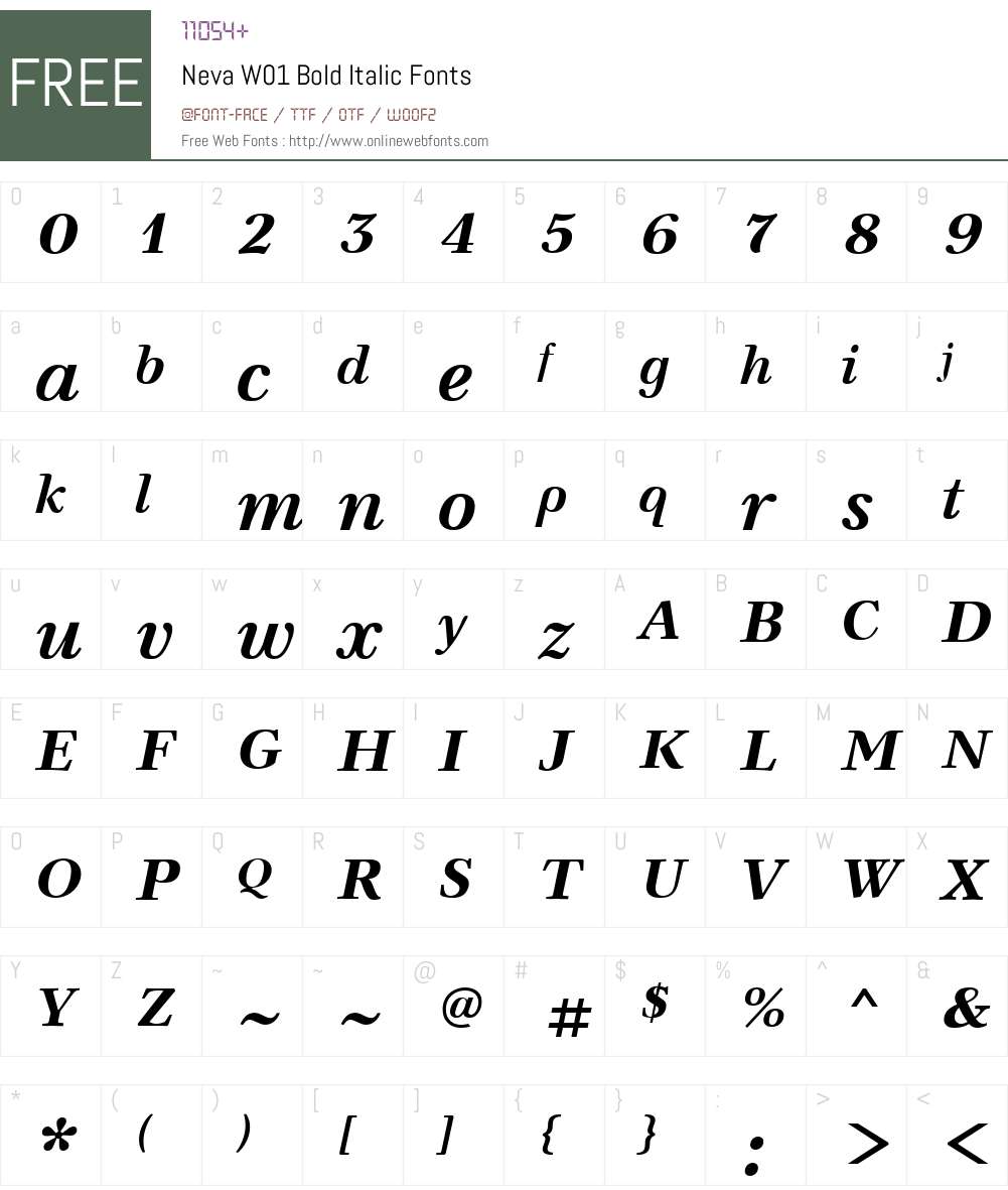 NevaW01-BoldItalic Font Screenshots