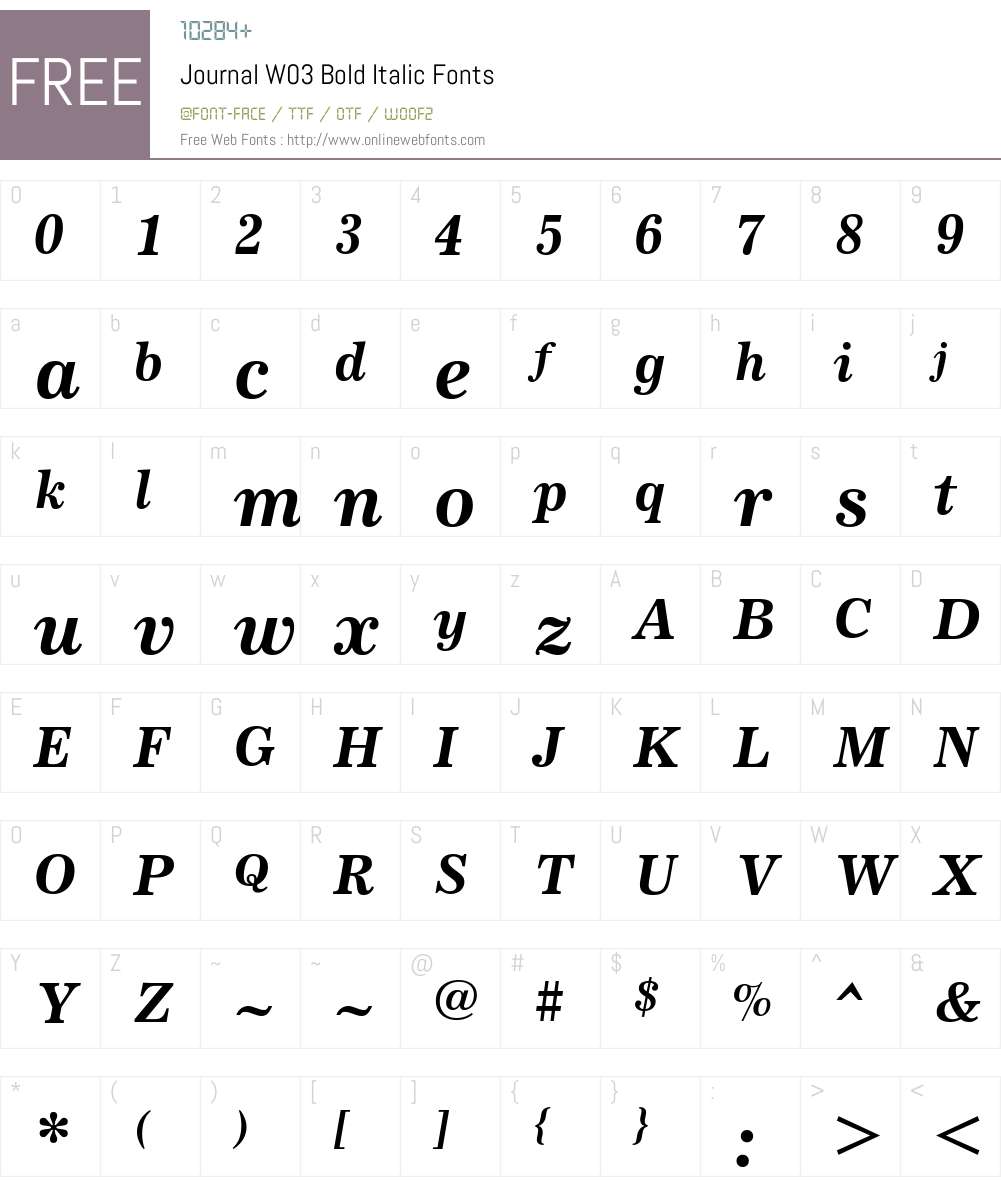 Journal Font Screenshots