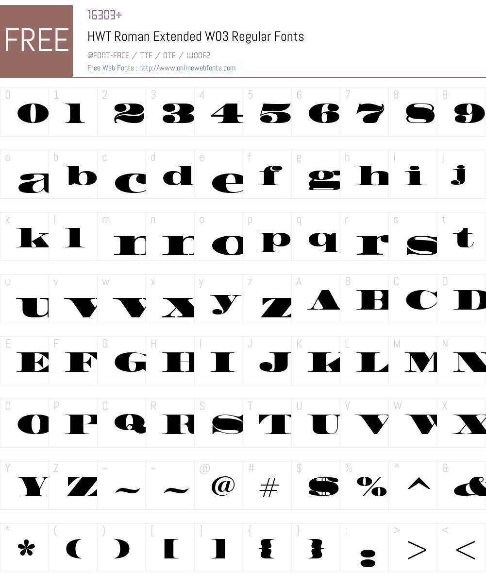 HWT Roman Font Screenshots