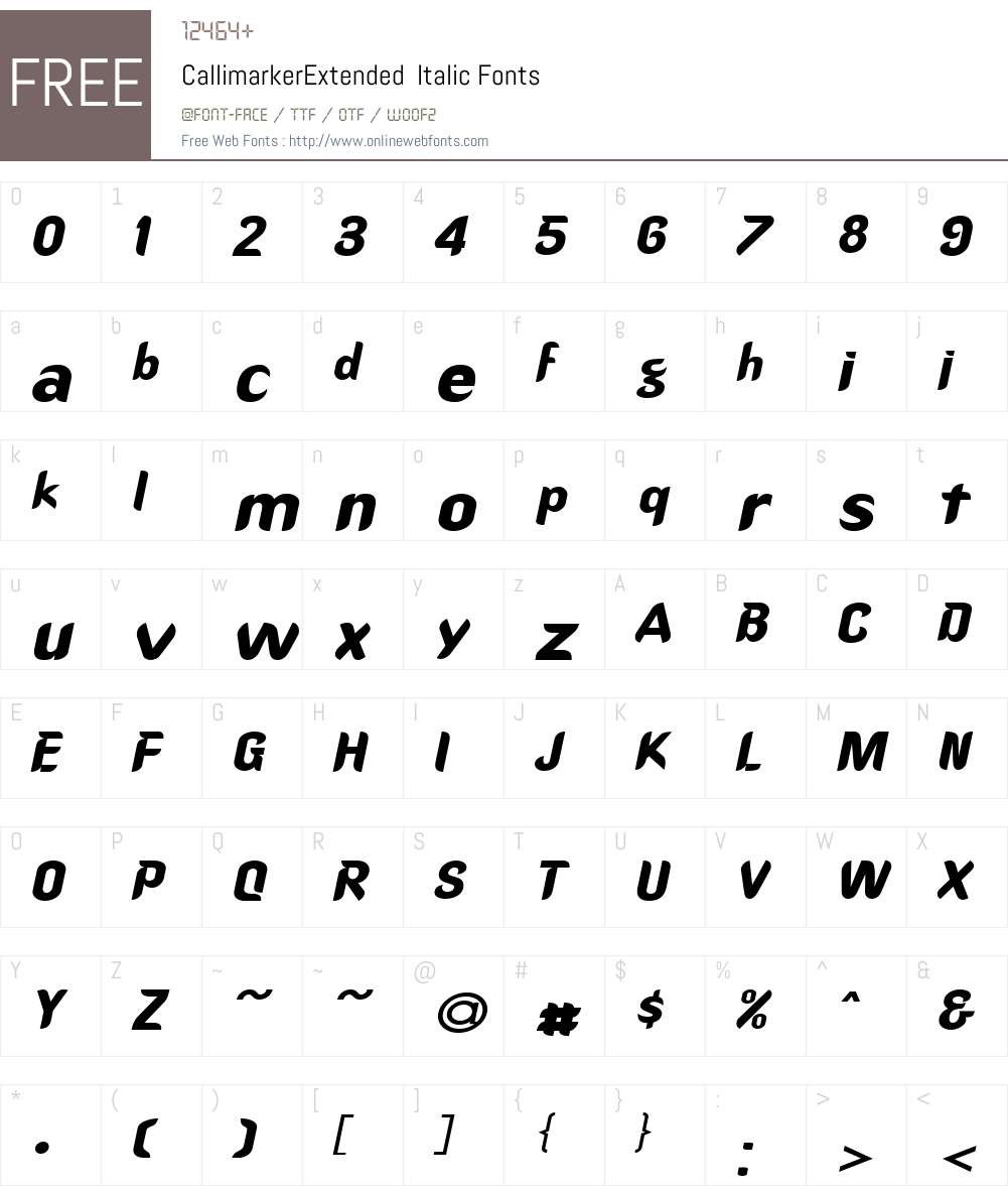 CallimarkerExtended Font Screenshots