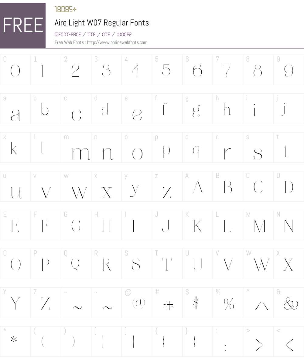 AireLightW07-Regular Font Screenshots