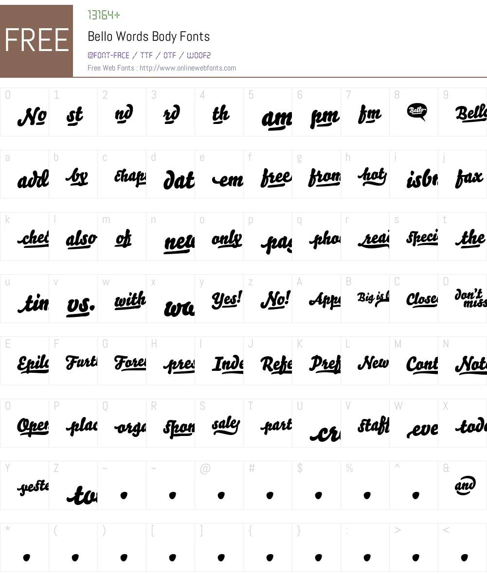 Bello Font Screenshots