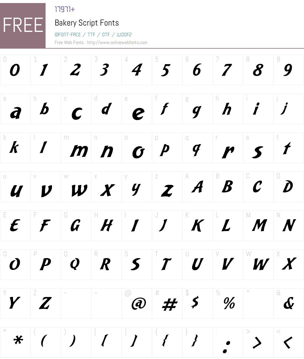 Bakery Script Font Screenshots