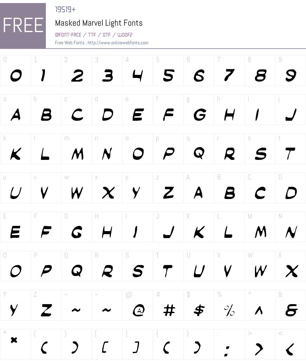 Masked Marvel Light Font Screenshots