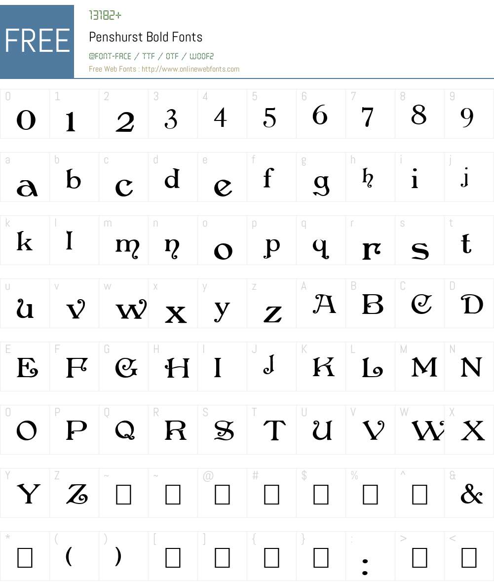 Penshurst Bold Font Screenshots