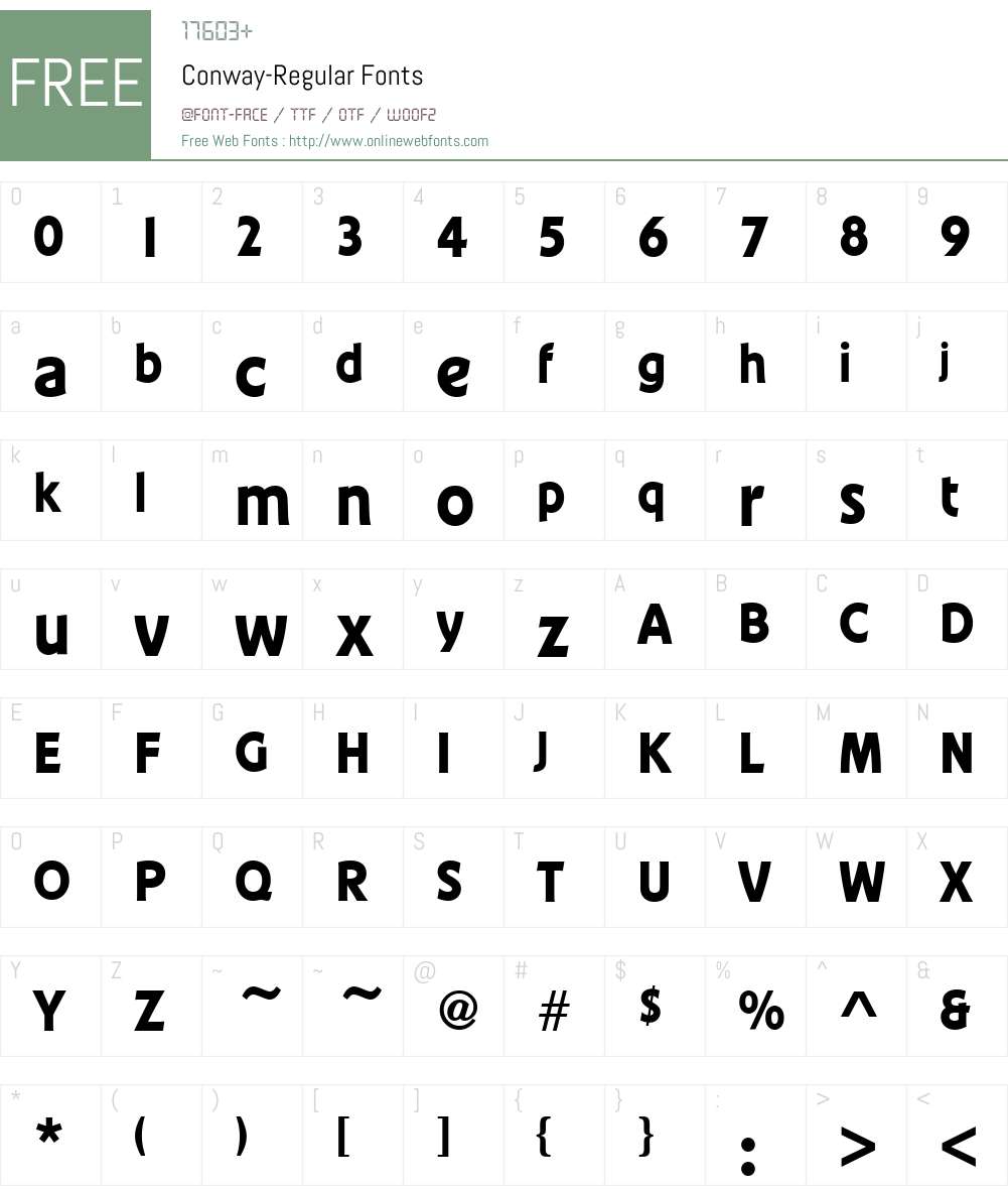 Conway Font Screenshots